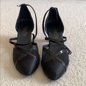 Black kitten heel dancing shoes